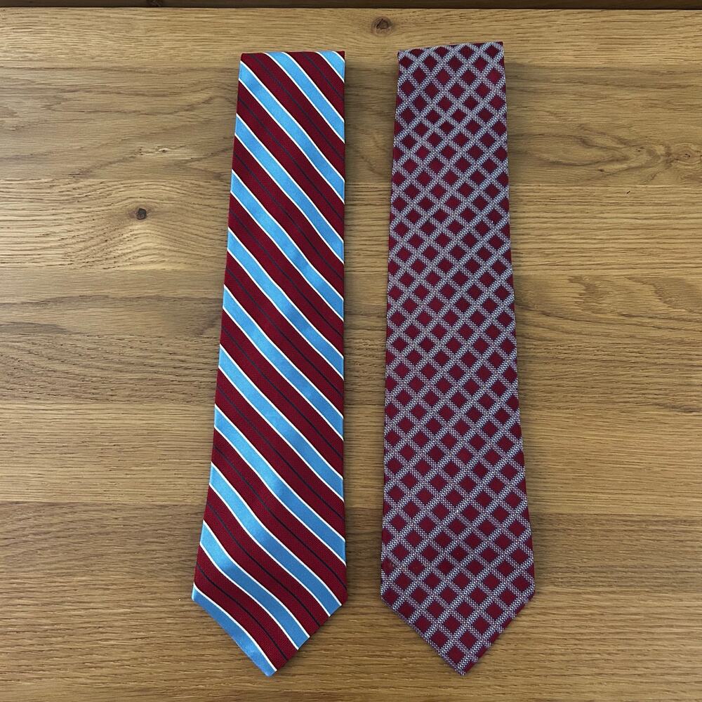 Vintage 100% Silk Tommy Hilfiger Blue & Red Ties neckties Preppy Y2K Formal